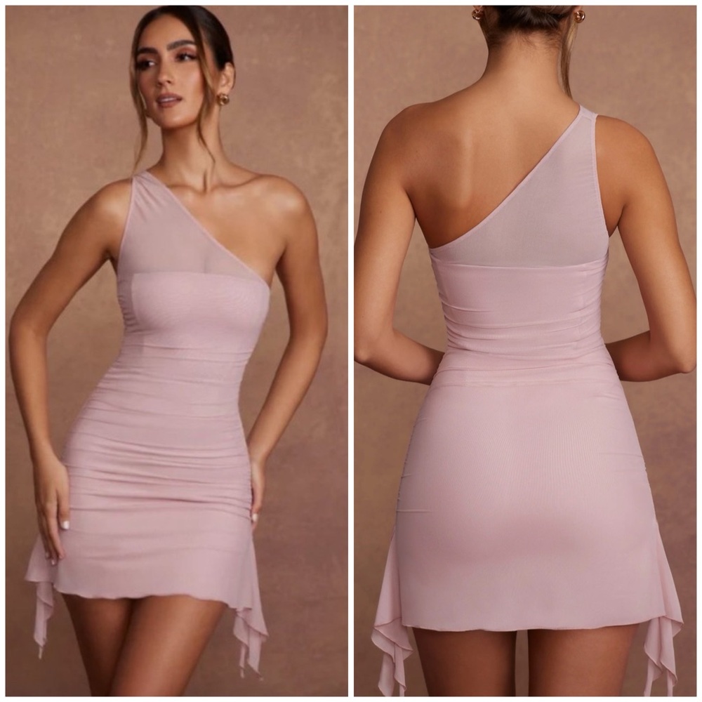 Oh Polly One-Shoulder Pink Mini Dress